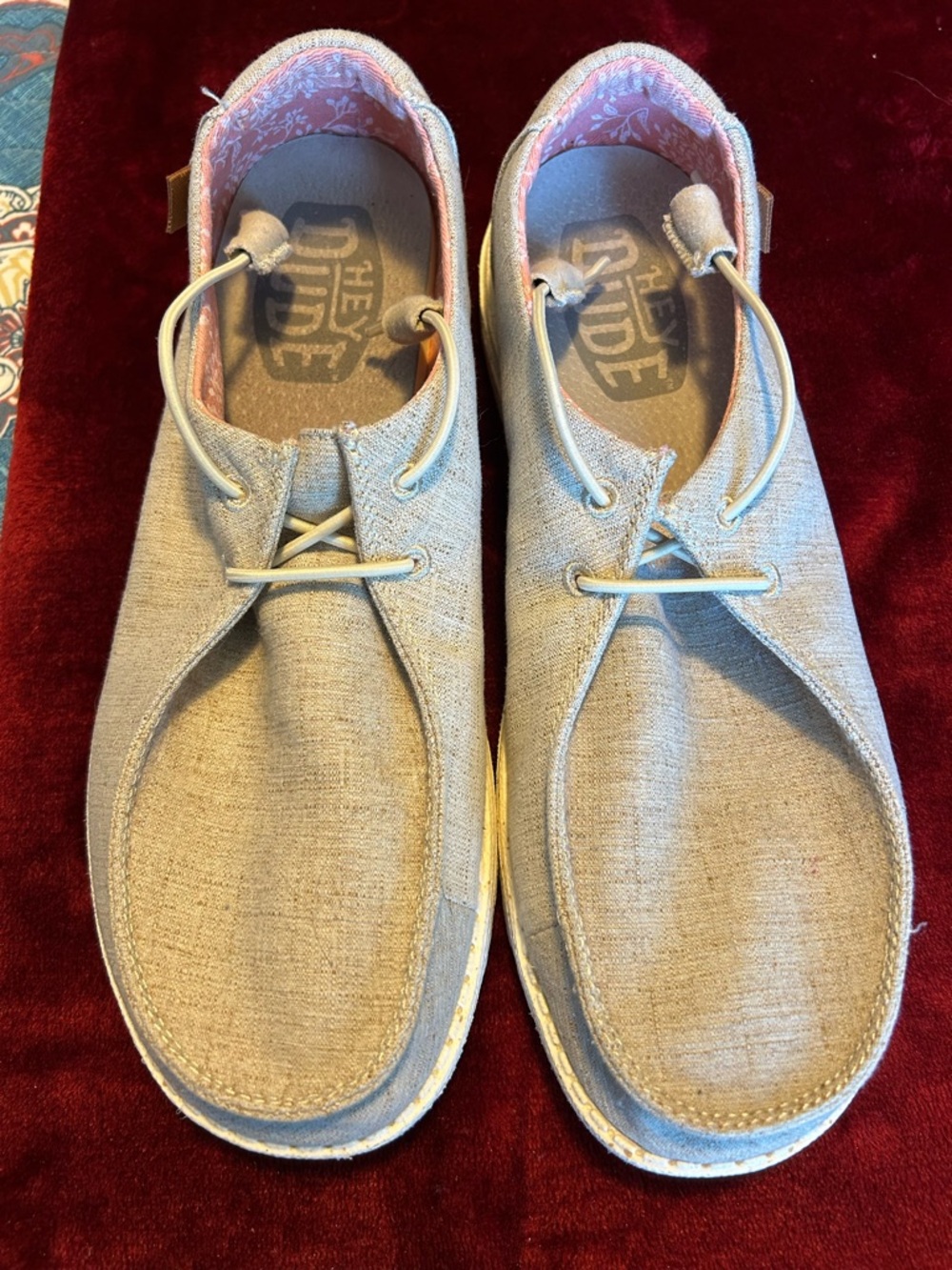 Hey Dude Women’s Light Beige Canvas Slip-On Loafers